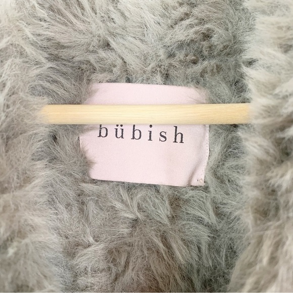 BUBISH LUXE Long Faux Fur Grey Coat Jacket US L - Picture 6 of 14